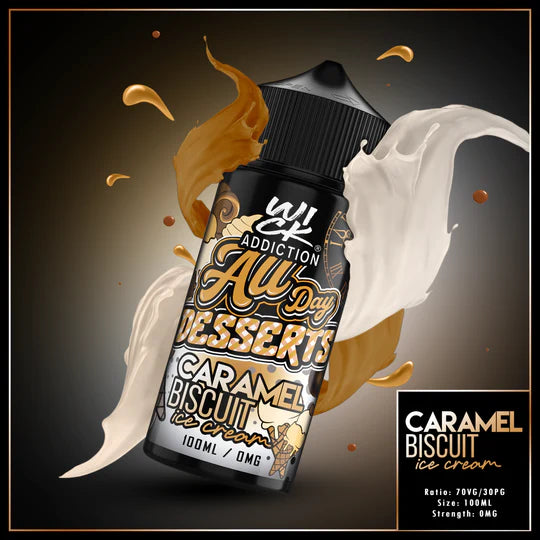 All Day Long Desserts Caramel Biscuit Ice Cream 100ml By Wick Addiction UK