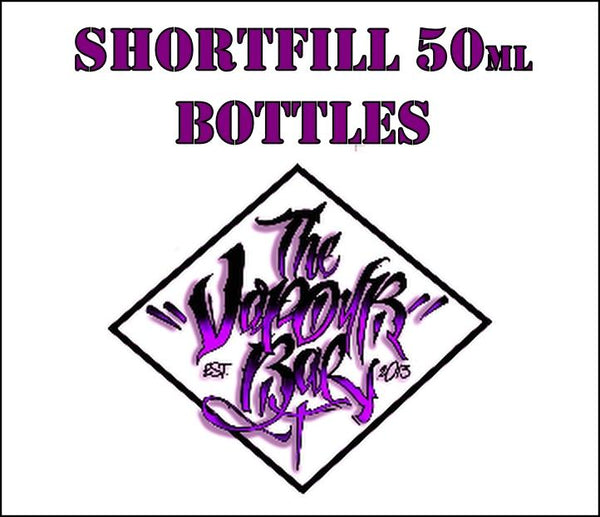 Shortfill 50ml Bottles. Sold in the UK by The Vapour Bar 