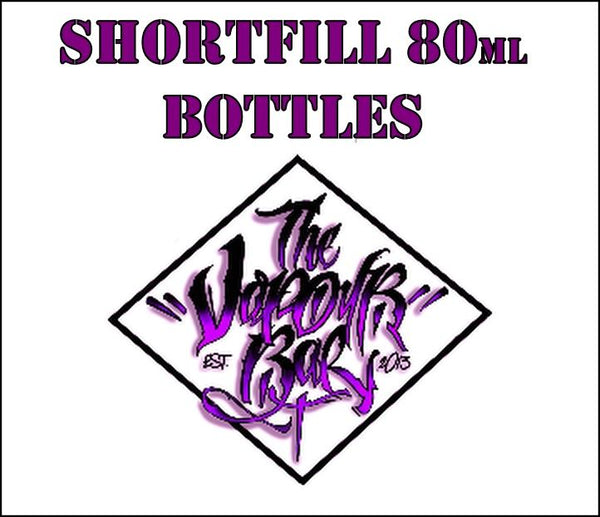 Shortfill 80ml Bottles Sold in the UK by The Vapour Bar.