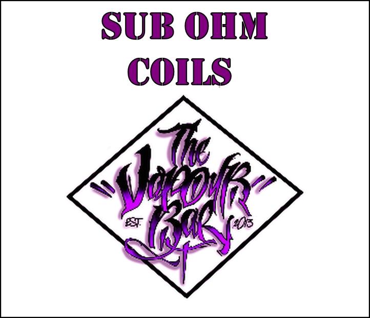 Sub ohm coils for your sub ohm tanks . All pre-made and ready to fit so your clouds can be seen from space .Sub Ohm Coils. Sold in the UK by The Vapour Bar 