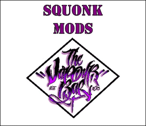 Squonk Mods EXPERIENCED VAPERS SHOULD USE THESE PRODUCTS USING THE CORRECT `TOOLS` AND `OHMS METERS` (Resistance Checking Meter) Squonking Squonking devices with bottom fed (BF) R.D.A. .Sold in the UK by The Vapour Bar UK