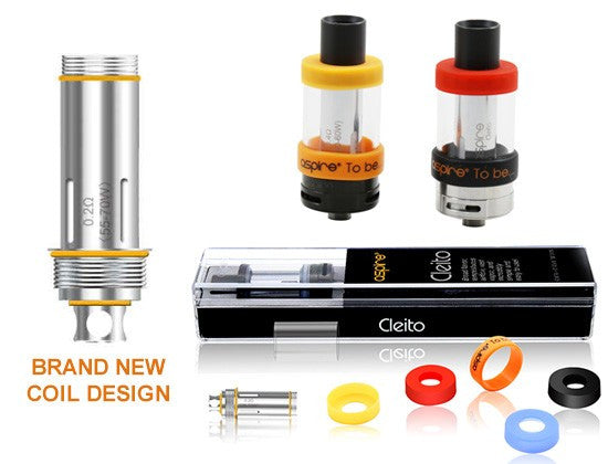 Aspire Cleito Tank made of stainless steel and pyrex glass with rubber glass protector and spare coil