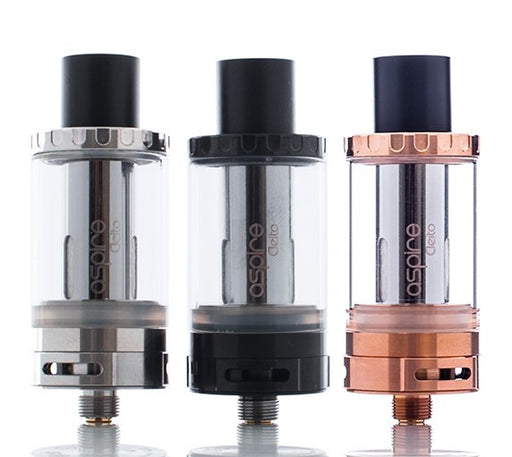 Aspire Cleito Tank with 0.4ohm and 0.2ohm Clapton replacement coils available in black, stainless steel and gold