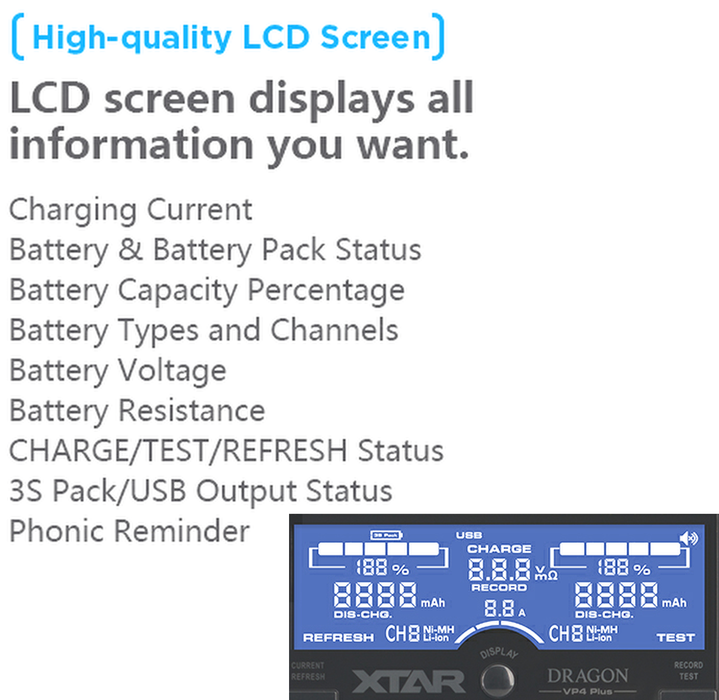 Xtar Dragon VP4 Plus Battery Charger and Analyser